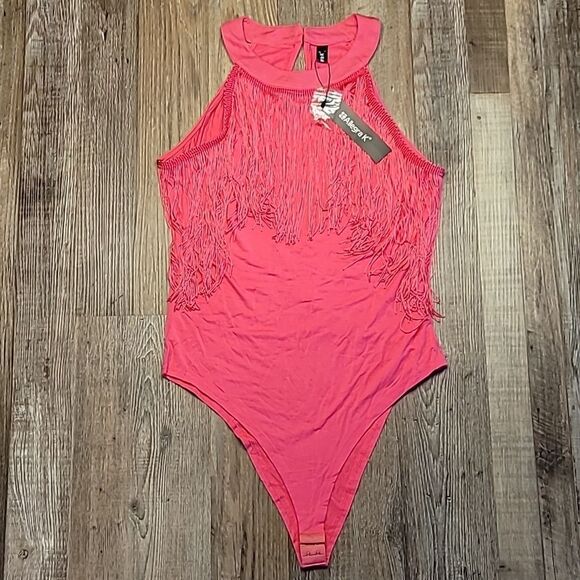 Allegra K Fringe Pink Bodysuit Women's Size Large - Picture 2 of 8